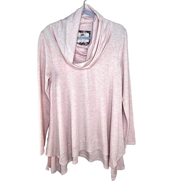 Cupio Balletcore Oversized Top Plus SZ 1X Pink Cowl Neck Drapey Romantic Artsy - Picture 1 of 5